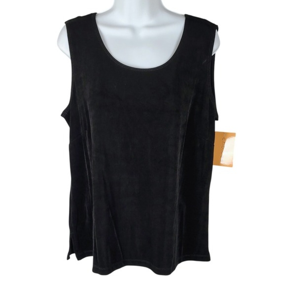 Choices Black Sleeveless Scoop Neck Tank Top XL Style‎ NWT slinky 90s Y2K USA